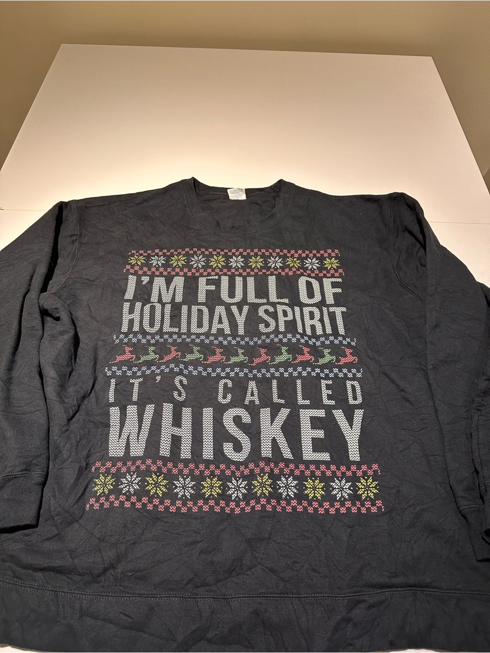 Port and Company Black 'I'm Full of Holiday Spirit' Crewneck Sweatshirt